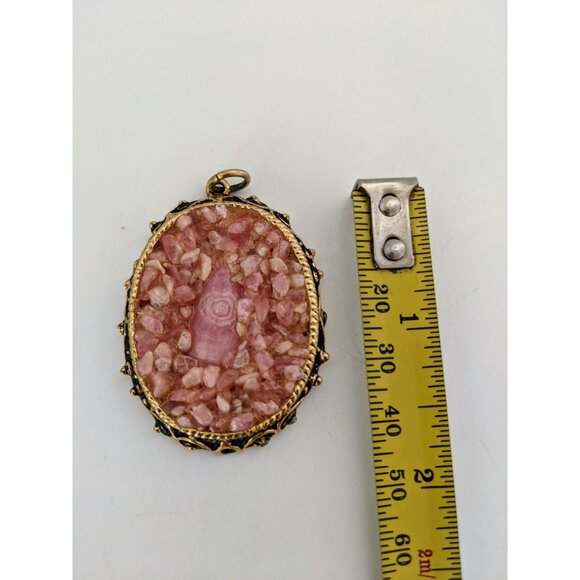 Rose Quartz Pendant Crushed Rose Quartz Pendant Pink Stone Pendant - Picture 4 of 10